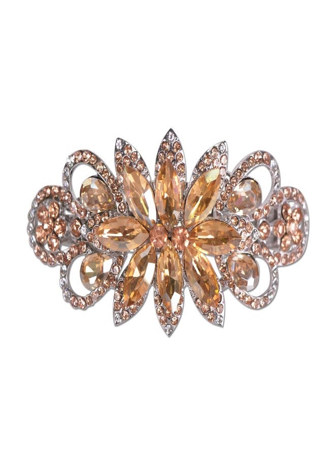Sankuwen Flower Rhinestone Hairpin Luxury Jewelry Designed Hair Accessory French Barrette Hair Clip (Champagne) - Image 1
